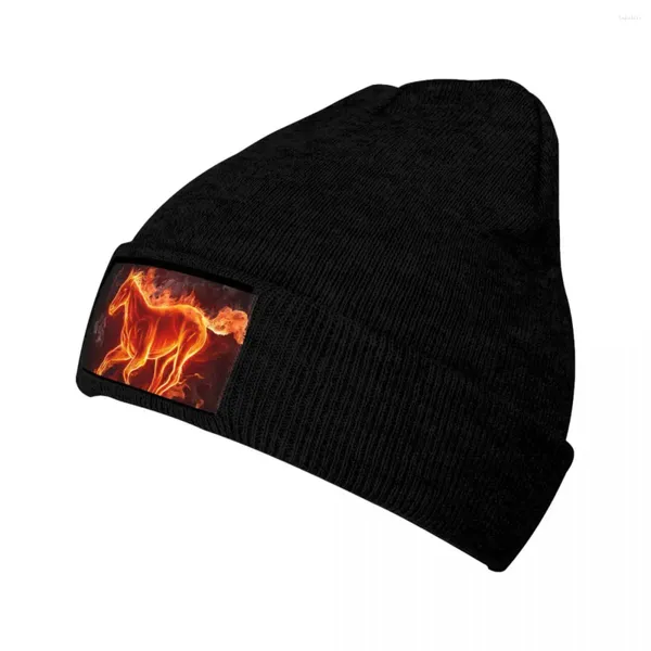 Berets Unisex Winter Hat Fire Horse Ware Beanie Cap.