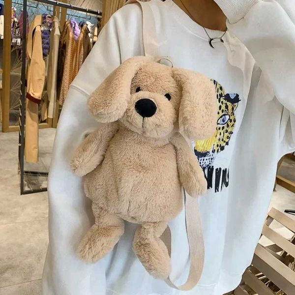 Mochilas de pelúcia Novo estilo Dog Doll Plush Backpack Cartoon Animal Backpack Dog Push Bag feminino Girl Gift Animal Childrens Bagl2405