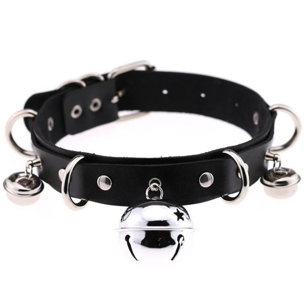 Big Bell Chokerkragen für Frauen Mädchen Halskette Metall Leder Chocker Goth Anime Cosplay Schmuckzubehör9371639