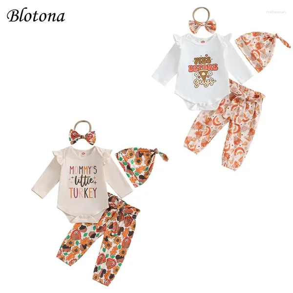 Наборы одежды Blotona Baby Girl Girl День Благодарения одежда Письма с печено