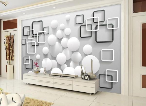 Personalizzato di qualsiasi dimensione moderno moderno sfera minimalista sfondo murale murale sfondo 3d carta da parete 3d per l'occhiata alla TV7361871