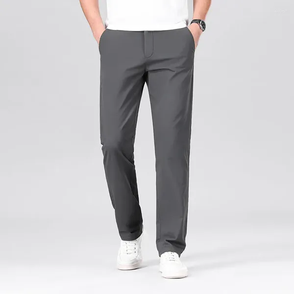 Calça masculina estilo clássico algodão elástico casual sem ferro anti-ranket rush cor de cor de calça reta de calças de marca roupas de marca