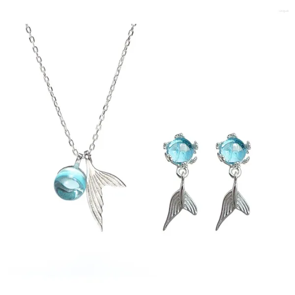 Orecchini di collana set 925 Oreri per ciondoli in cristallo placcato in argento per le donne regalo di gioielli A001