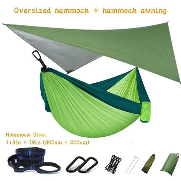 Hammocks Overgezed Double 118inx79in Hammock con cinturini per alberi e pioggia Fly per interno zaino in spalla da viaggio per sopravvive