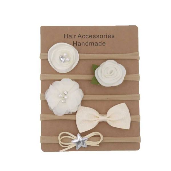 Accessori per capelli 5 pezzi/lotto Nuovo fascia elastica in nylon elastico baby nodo solido tessuto fiore set di capelli set di capelli morbidi per capelli fatti a mano Accessori per capelli fatti a mano