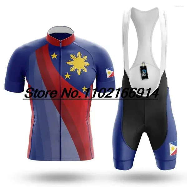 Set da corsa 2024 Filippines Flag Style Mens Cicling Jersey Set Hi-Q Bike Chirts Abbigliamento Kit Mtb Maillot