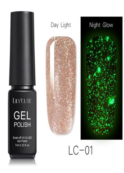 Lylycute Luminous Rose Gold Gel Gel Plock Night Glow в темном флуоресцентном лаке полумаченовное замачивание от гвозди гель -гел лак5650780