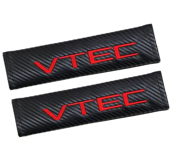 Araba Stil Pedleri Güvenlik Kemeri Kılıfı Honda VTEC Karbon Fiber Emniyet Kemer Kapağı Omuz Pedleri Araç Stil 2pcslot7705482