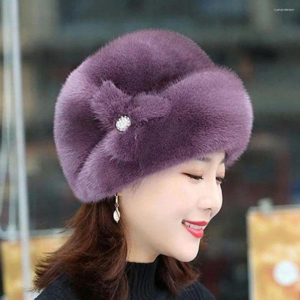 Берец Женщины Зимняя шляпа с большим размером головы Эластичная для головы Элегантные дамы плюшевые
