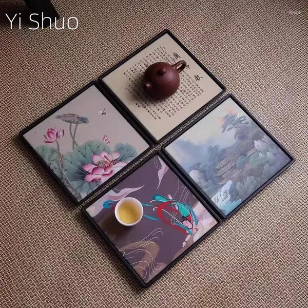 Чайные лотки Lantingxu бамбуковый поднос в китайском стиле мини -и простой квадратный маленький стол