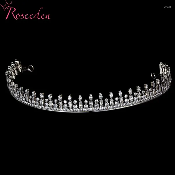 Acessórios de nupcial de clipes de cabelo, design exclusivo de casamento cz coroa real princesa de zircão tiaras re6101