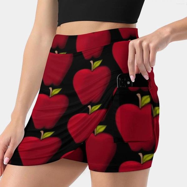 Saias deliciosas saia feminina vermelha com bolso de impressão vintage de uma linha de verão