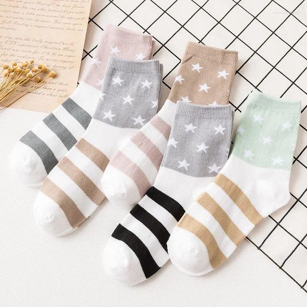 Frauen Socken 2024 Mode Frauen gestreiftes Star Bild