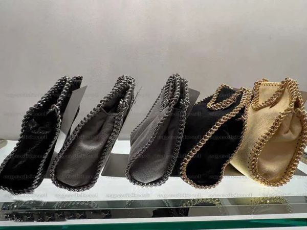 Tasarımcı Stella McCartney Falabella Bag Mini Tote Kadın Metalik Şerit Siyah Tiny Alışveriş Çantaları Kadın Çanta