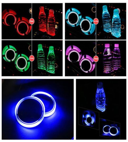 2x carro LED de copo leve portador automotivo Interior USB Luzes coloridas de lâmpadas Lâmpada Drink Antislip Mat Auto Products3179469