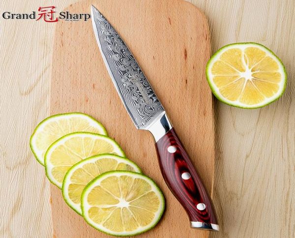 Grandsharp Damascus Kitchen Knife 5 -дюймовый утилитный нож 67 слоев японской дамаск из нержавеющей стали VG10 Core Corply Tools New7958958