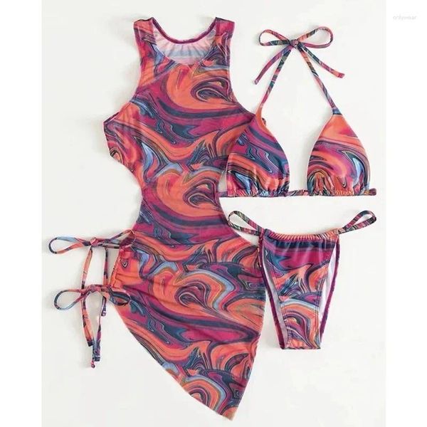 Set di bikini da nuoto da bagno da donna per donne imbottiti costumi da bagno a corda di stampa floreale costume da bagno sexy taglie