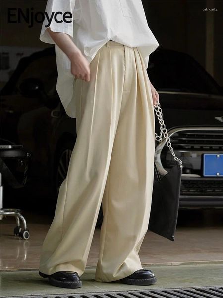 Frauenhose genießen 2024 Sommer Frauen Vintage Plissee Weitbeinanzug Ladies Workwear Korean Fashion Lose Hose