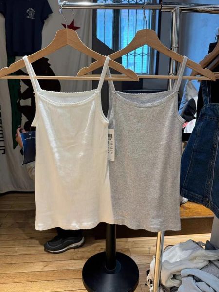 Tank da donna in cotone grigio Camis a costolette vintage Tops da donna Summer Solid Sexy Sleeveless Bot Y2K Sweet Chic streetwear Slim Crop Top 2024