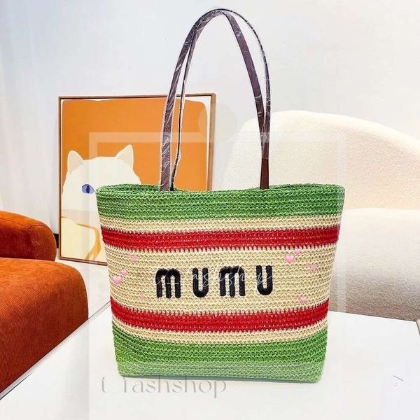 Straw Mui Mui Bag Shop Large Tote Designer Bolsa de praia Mulher Summer Lúculo Raffias ombro de crochê Bolsa Teave Bolsa Crossbody Clutch 433