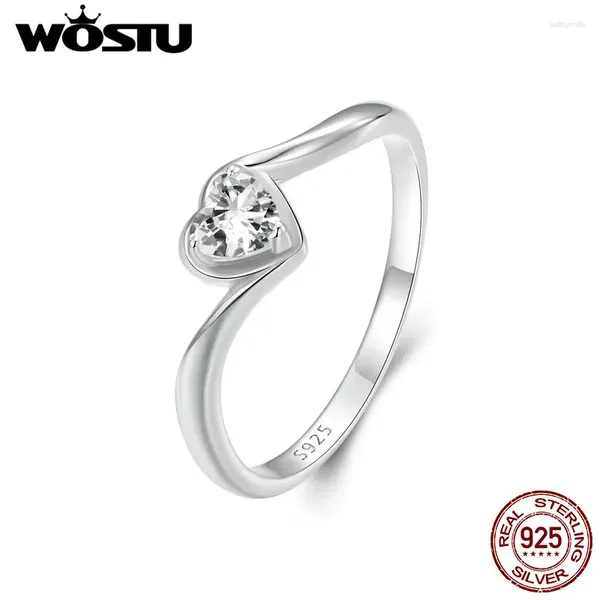 Anelli a grappolo Wostu Heart Moissanite Wedding Engagement Ring per le donne Forever Love Diamond Cut 925 Sterling Silver Promise Gift Mom