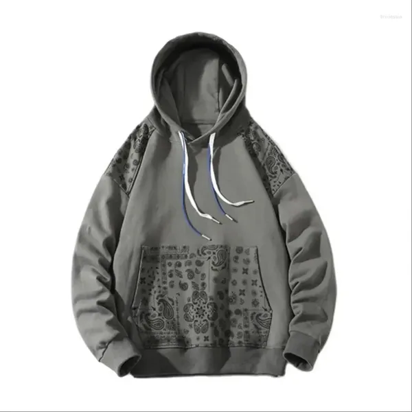 Erkek Hoodies 2024 Bahar Sonbahar Kore Sweatshirt Erkek Kadın Harajuku Hooded Floral Bandana Drawstring Sıradan Pamuk Çift Külot