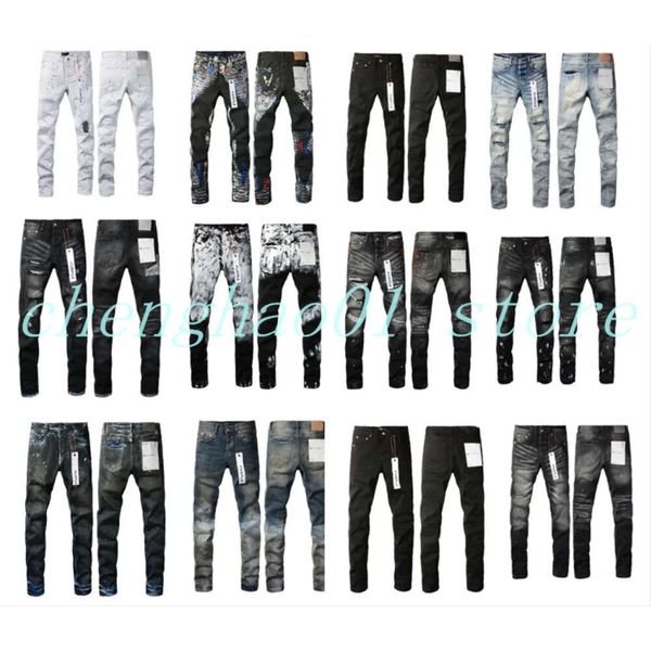 23Ss Männer Miri Designer Top -Qualität Mann Lange Hosen Hosen Streetwear Wäsche altes lila longloser Loch regulär Denim 934