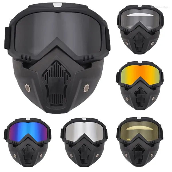 Bisiklet Kapakları Modüler Goggles Mask Taktik Alan Avı Çıkarılabilir Dış Mekan Off-Road Motosiklet Anti-Fog Goggle