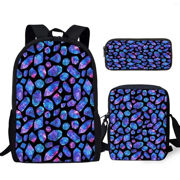 Backpack YiKeluo Crystal Colorful/Gem Printing Youth Durável para jovens de grande capacidade Capacitar notebook Messenger personalizado
