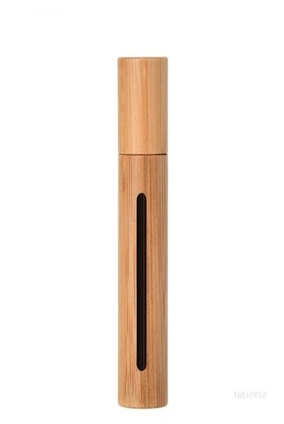 10 ml de bambu natural recarregável garrafa de óleo essencial vazio Óleos essenciais Difusores Garrafa de bola de rolos de aço para viagens em casa 5775589