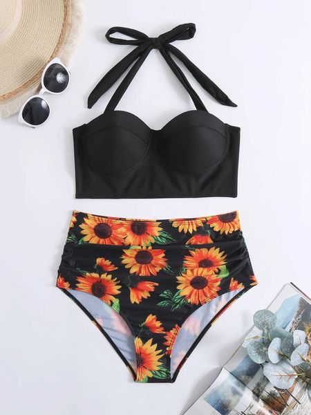 Costumi da bagno femminile plus size ad alta vita set bikini Mujer Push Up Bikini Swimwear Women Stampare due pezzi Swimsuit Swims Snocone Biquinitraje de Bao