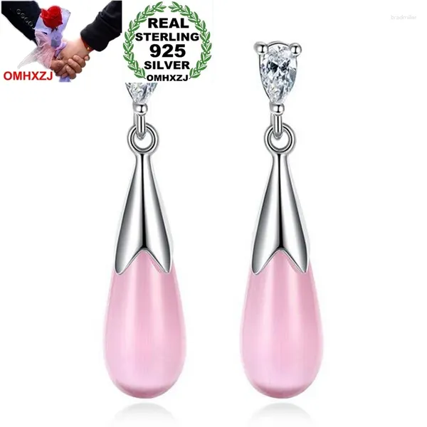 Brincos de garanhão omhxzj atacado doce fofo luxuoso rosa branco para mulher presente de opala berinjela 30mm 925 tamel de prata esterlina ys261