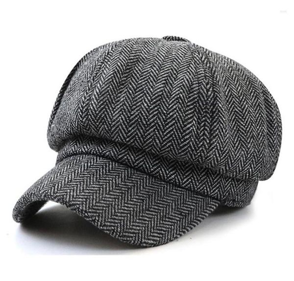 Berets Wuaumx 2022 TWILL SBOY CAP für Männer Frauen Herbst Tweed Octagonal Hut Vintage Künstler Detective Hats Retro Baseball Caps Chape8422574