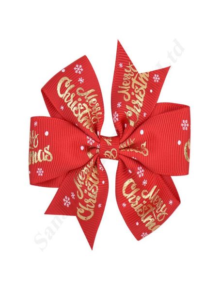 Natal Girls Girls Presente Clipe de cabelo Barrette Bobby pino faixa com nervuras Bowknot Hair Acessório Elk Santa Feliz Natal Hairpin Hairb3238731