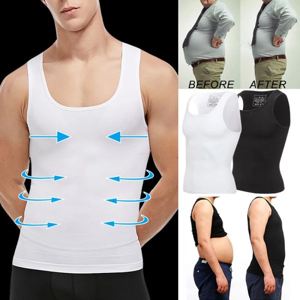 Camisetas de camisetas masculinas Shaper Shaper Camisa ABS abdomen Camisa de compressão para esconder tampas de exercícios de ginecomastia moobs