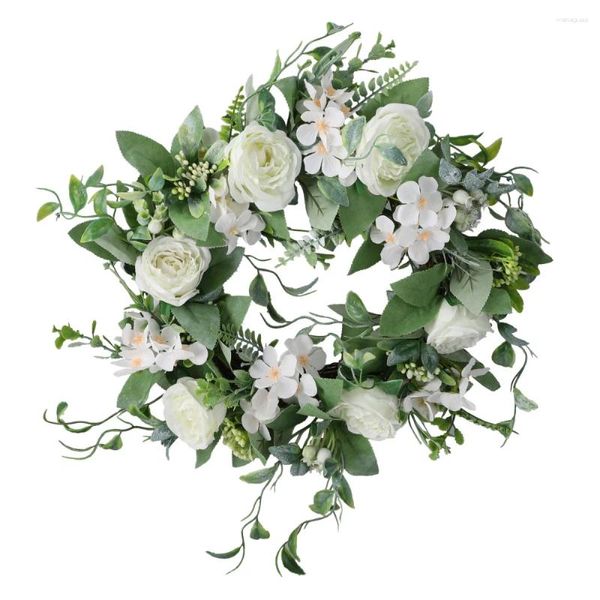 Dekorative Blumen weiße Seide Hortensie Blumenkranztür hängende Hochzeit Girlande Ornamente für Gartenparty Home Dekoration