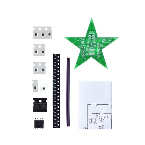 Kit eletrônico de kit de coração LED Voice Controle rotativo formato de estrela giroscópio Aprenda a solda Laboratório iniciante