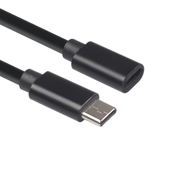 60W 3A 0.5/1/1,5 M USB C Tip-C Uzatma Kablosu Tip-C Erkek-Kadın Uzatma Kablosu Altın Kaplama Ekstansör Şarj Cihazı Tel Konektörü