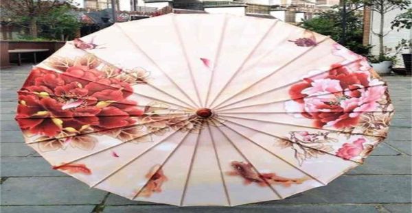 Donne039s Rain Cinese Fengshui Dance di seta giapponese Poney Decorative Bamboo Olio di carta ombrello Parasol 2104018453863