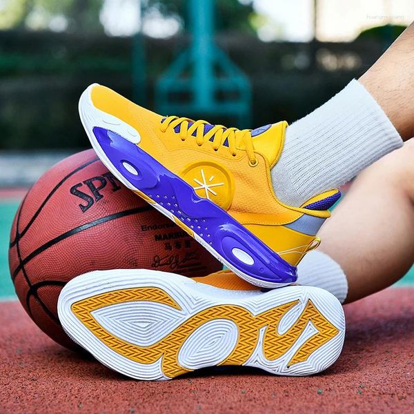 Basketball Shoes Professional Unissex Yellow Purple Men Sport Sport Sneakers Anti-Slippery Gym Fitness Women