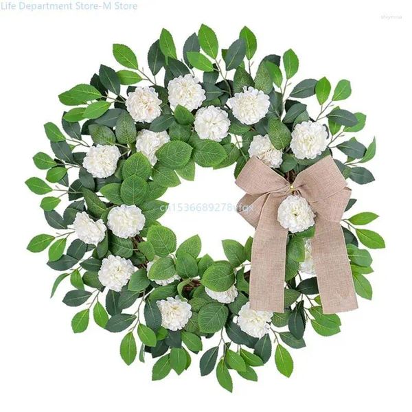 Fiori decorativi White Hydrangea Ghirlanda artificiale Primavera per decorazioni per matrimoni della porta