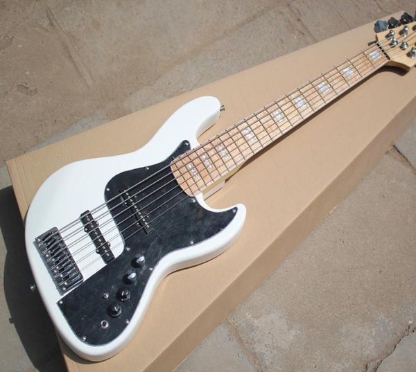 6String Bass Guitar Electric Bass с белой пикгардом Maple Fignboard Hrome Adnemware. Индивидуальный сервис1281052