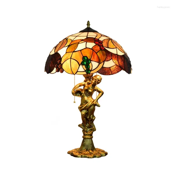 Tischlampen 40 cm Tiffany Buntglas Klassische Traube Schönheit Leichtmetalllampe Wohnzimmer Wohnzimmer Dekor moderne Krankenbettkristall