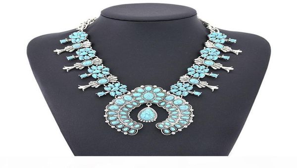 Europa e negli Stati Uniti Fashion Bohemian Volto turchese Turquoise Collana in lega in lega Yiwu Factory Direct8978624