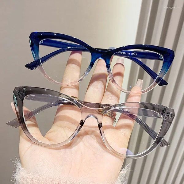 Sonnenbrille 2024 Katzen -Augen -Gradientenfarbe Antiblau -Licht -Lesebrahmen Frauen Computerbrillen modische Brille Frames