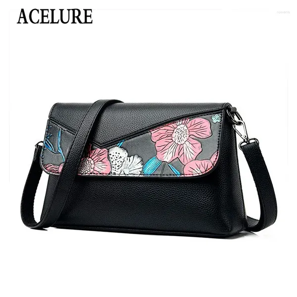 Bolsa Acelure Butterfly Flower Printing Women Mulheres ombro Bolsas Crossbody Bolsa Moda Zipper Mensageiro Bolsa de Bolsa de compras