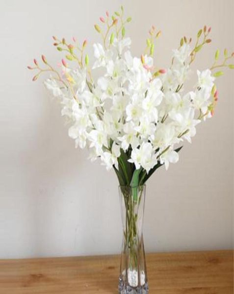 Phalaenopsis Hochwertige künstliche künstliche Real Touch Blumen Weiße blaue Orchidee Seidenblume für Home Wedding Decoration Esstabelle 2694665
