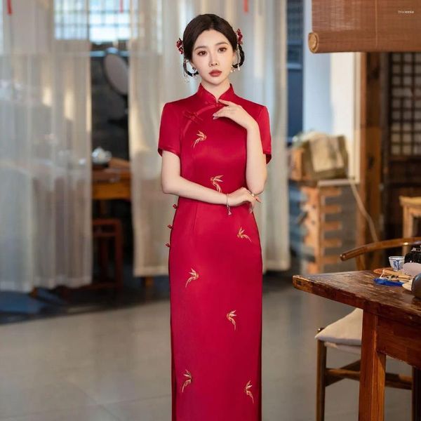 Этническая одежда Cheongsam Slimming Жаккард молодое вечернее платье кружевные юбки Женщины Shanghai Fashion Pography