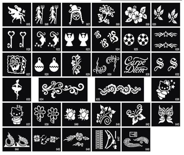 Glitzer Tattoo Schablone Design für Körperkunstmalerei 100 Blätter gemischte Designs Lieferung 3981366