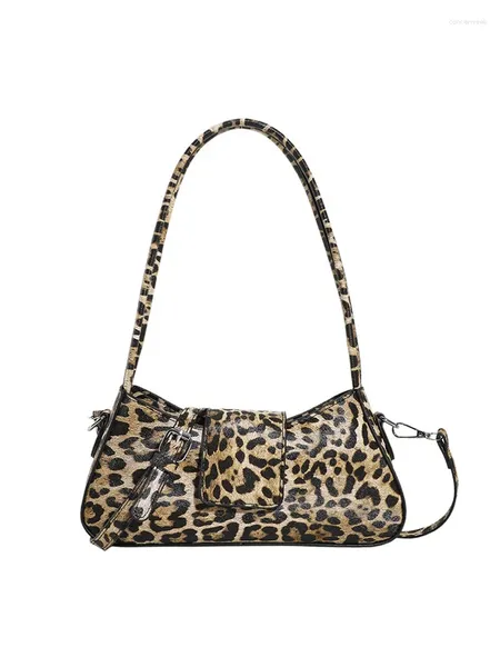 Bolsas de ombro Retro Satchels Mulheres Estilo Francês PU Couro Crossbody Leopard Prinha Bolsas femininas Versátil 2024 Spring